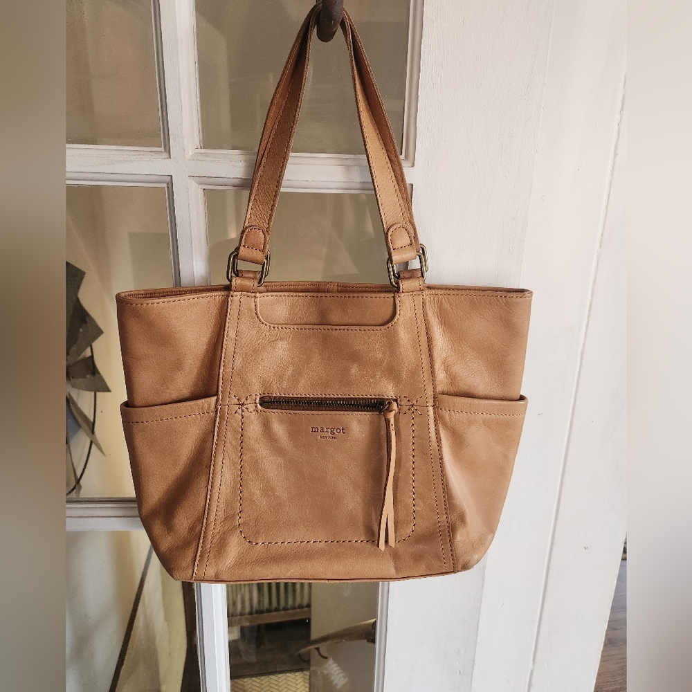 Margot New York tan leather perfect tote bag, purse